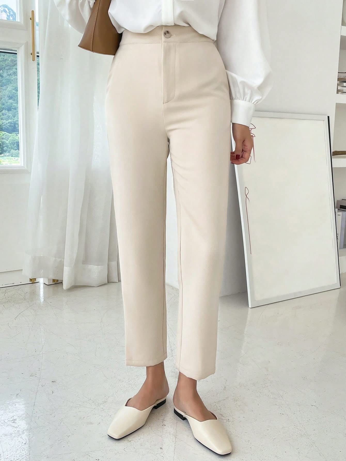 AVIMYA Womens Pants High Waist Straight Leg Pants