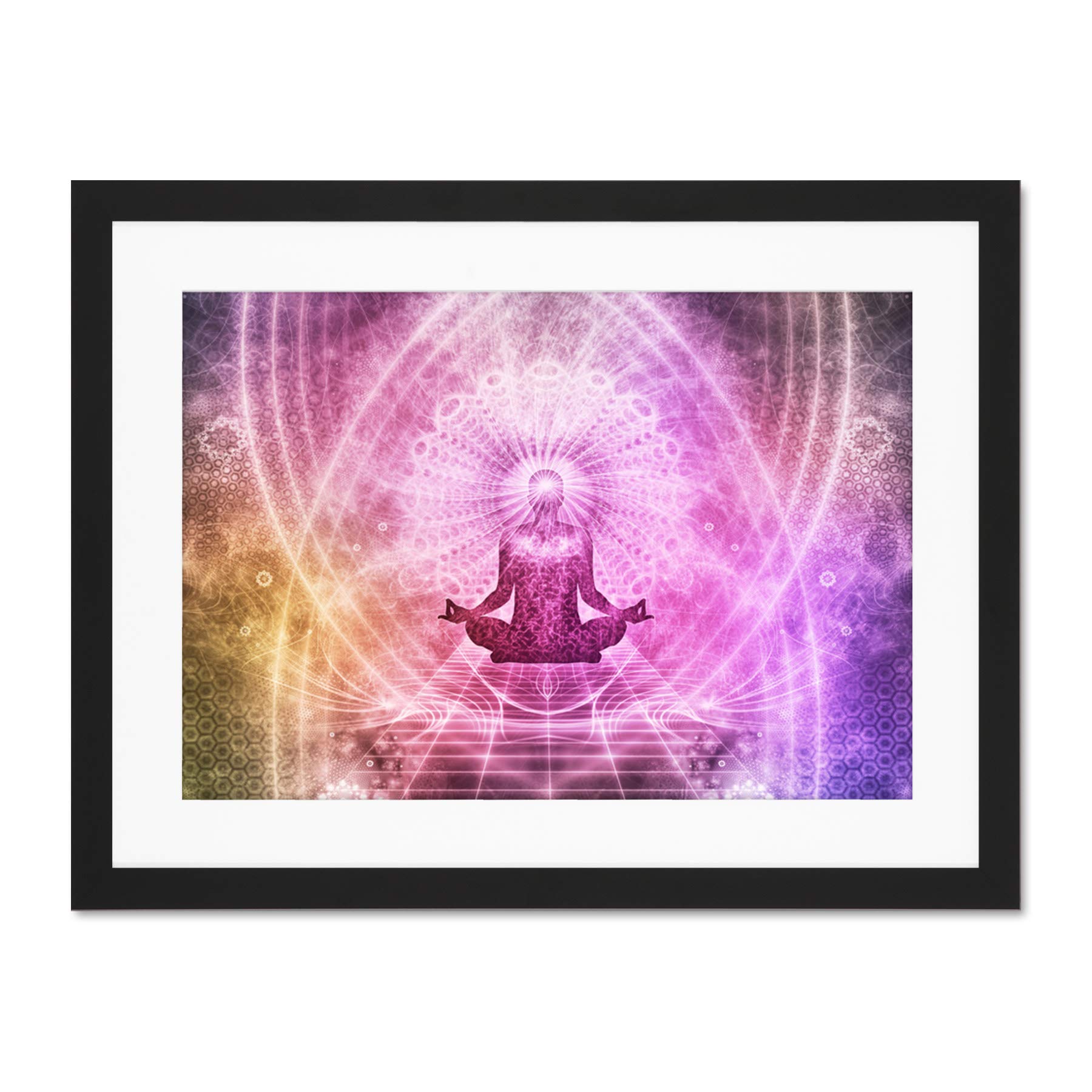 Buddhism Yoga Pose Psychedelic Large Art Print Poster Wall Decor 18x24 inch Supplied Ready To Hang With Included Mount Brackets