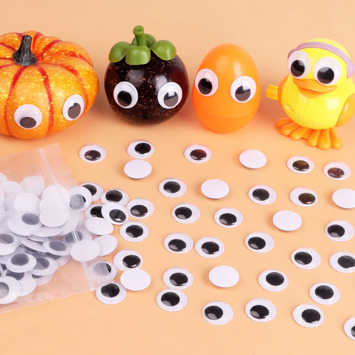 CCINEE 20mm Black Googly Wiggle Eyes 200PCS with Self-Adhesive for DIY Handmade Crafts Decorations - Image 7