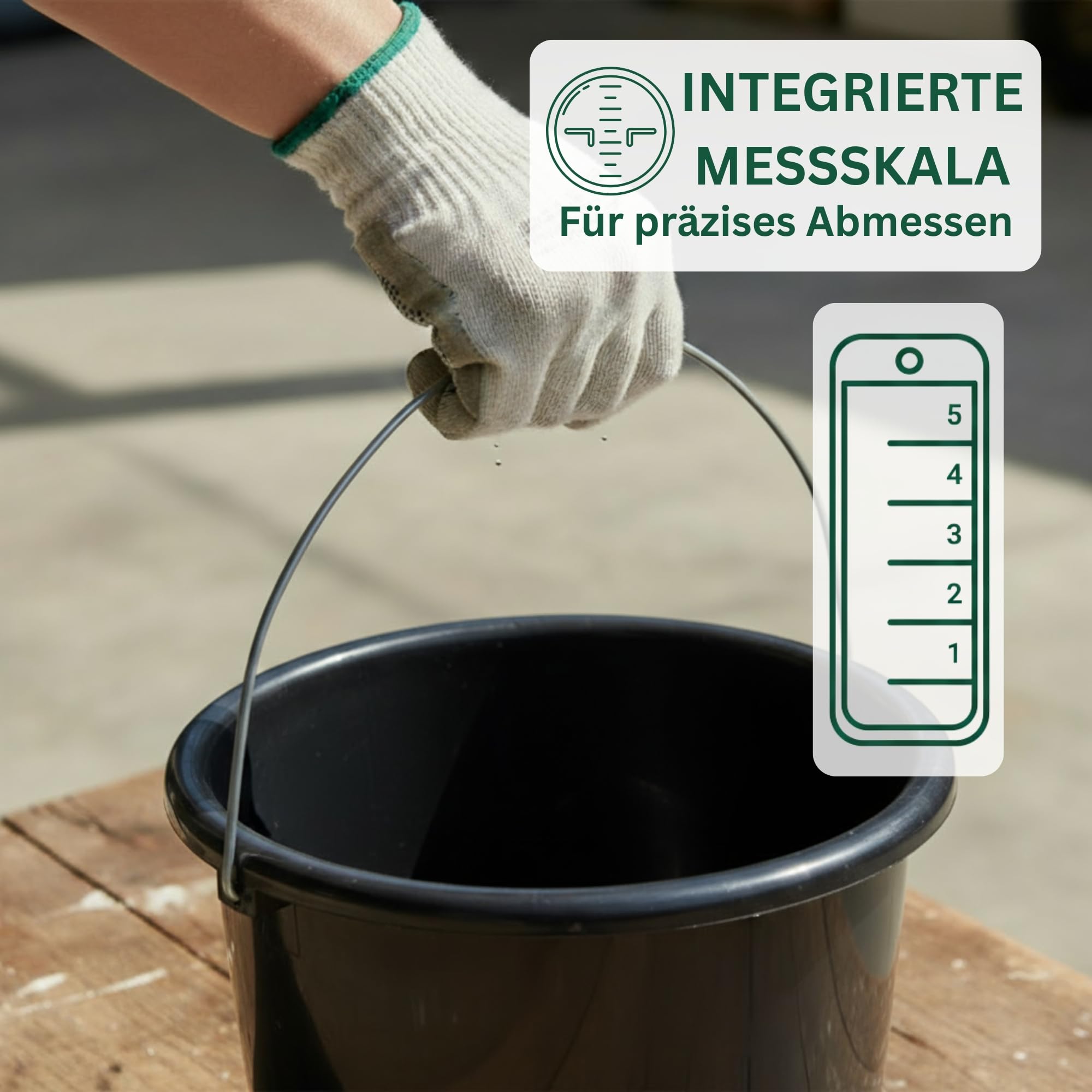 Novaliv Lot de 10 seaux de 5 l noir avec graduation dimensionnelle - Seau de nettoyage de 5 litres ? 22,5 cm - Pratique et polyvalent avec graduation pour la maison et le jardin - Idéal comme seau