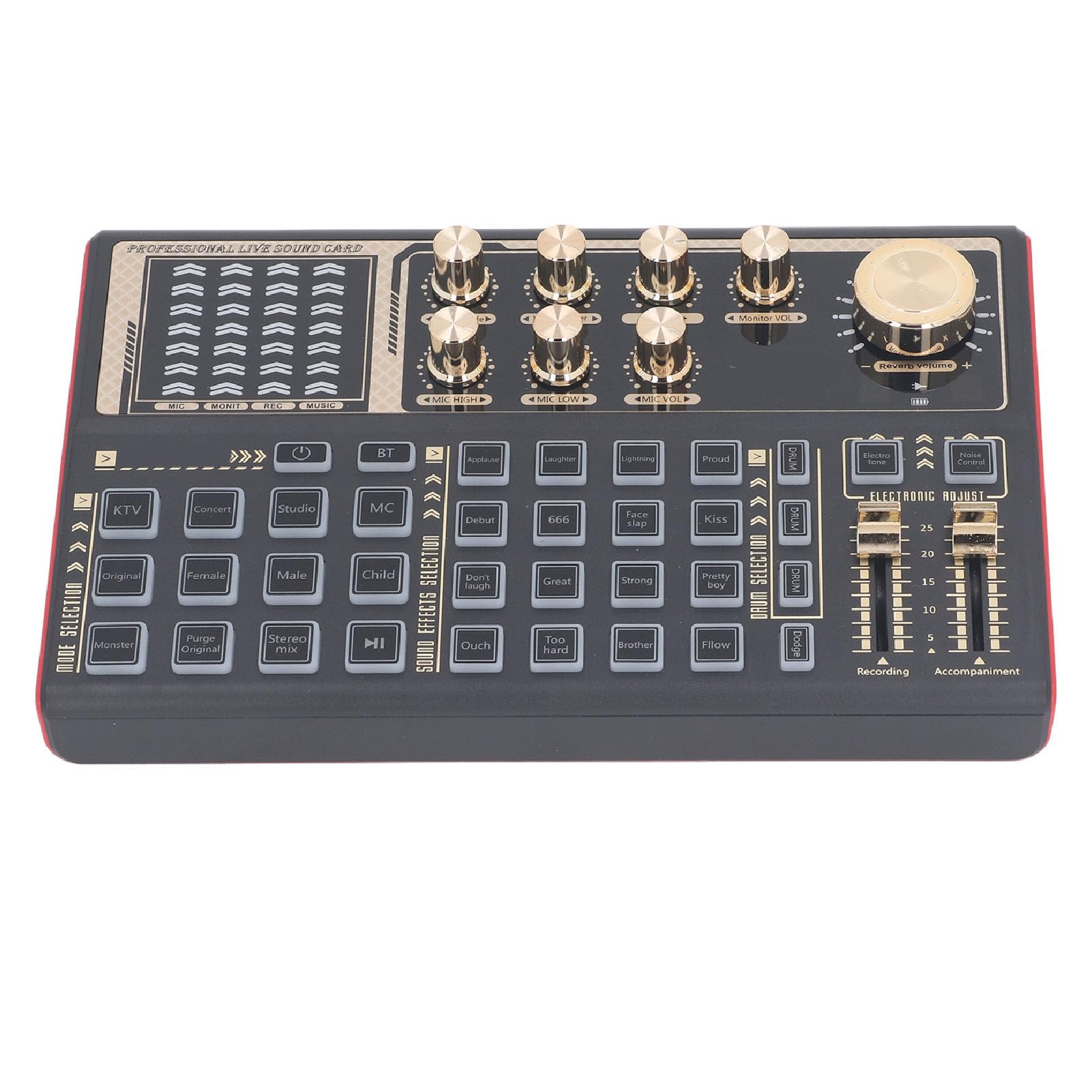 Scheda Audio Dal, Mixer Audio Portatile in ABS con Vocale per Streaming e Karaoke, Ingressi Multipli Ed Effetti in Tempo Reale
