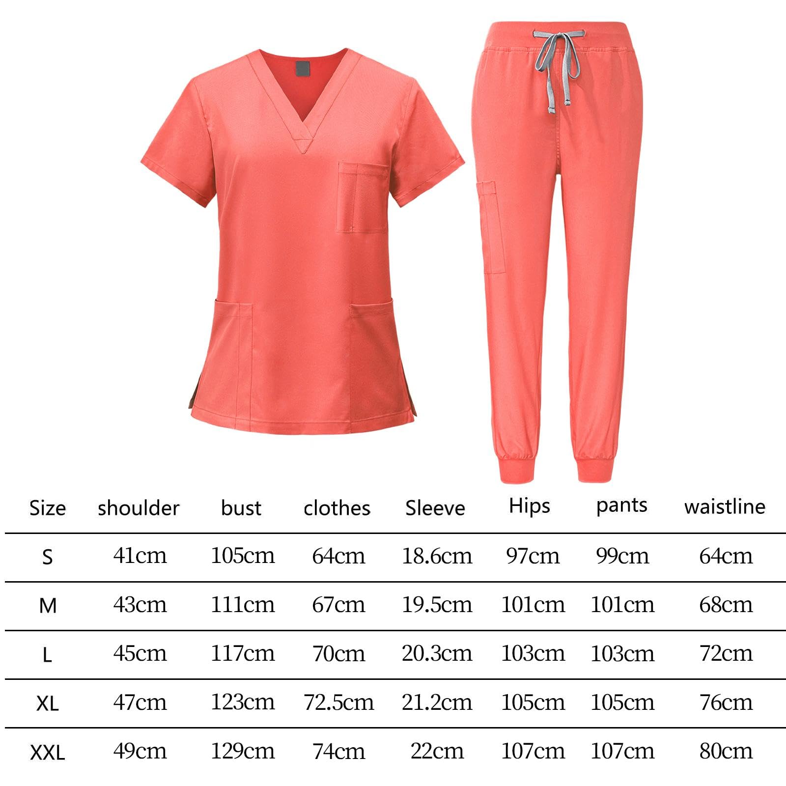 Oshhni Conjunto de uniforme médico para mujer, camiseta y pantalones de enfermera de manga corta, traje de trabajo de enfermería