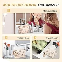 Vista 5 de BOYATU Bolsa de maquillaje de viaje de pana: lavable a máquina más de 30 veces, se adapta a 4 botellas y 8 cepillos (8.7 in), ultraligera 4.23 oz