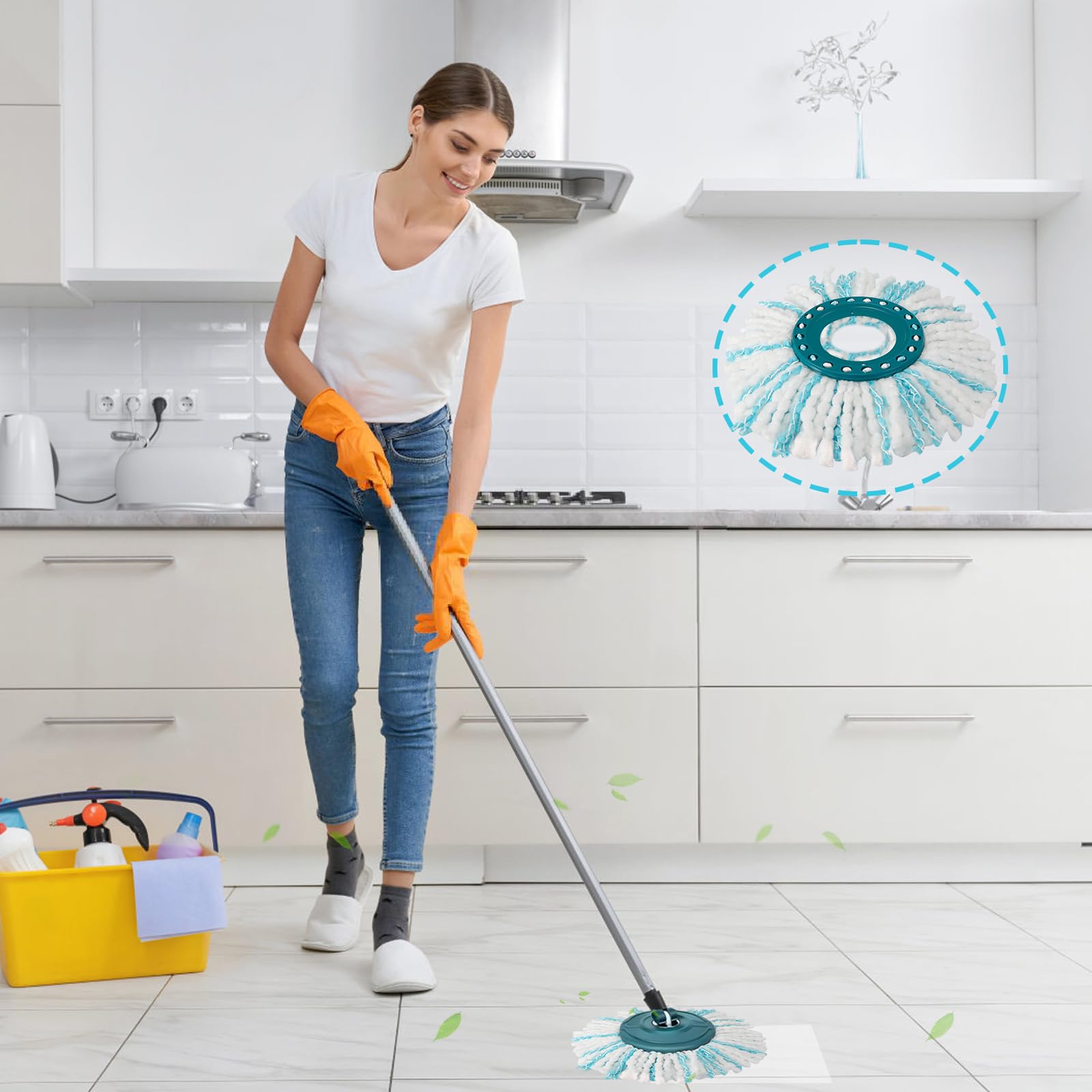 Sprifityy 4 Piezas para Leifheit Clean Twist Disc Mop Ergo Kit, Cabezal de Repuesto de fregona Reutilizable, fácil de reemplazar, Altamente Absorbente, para Todo Tipo de Suelos