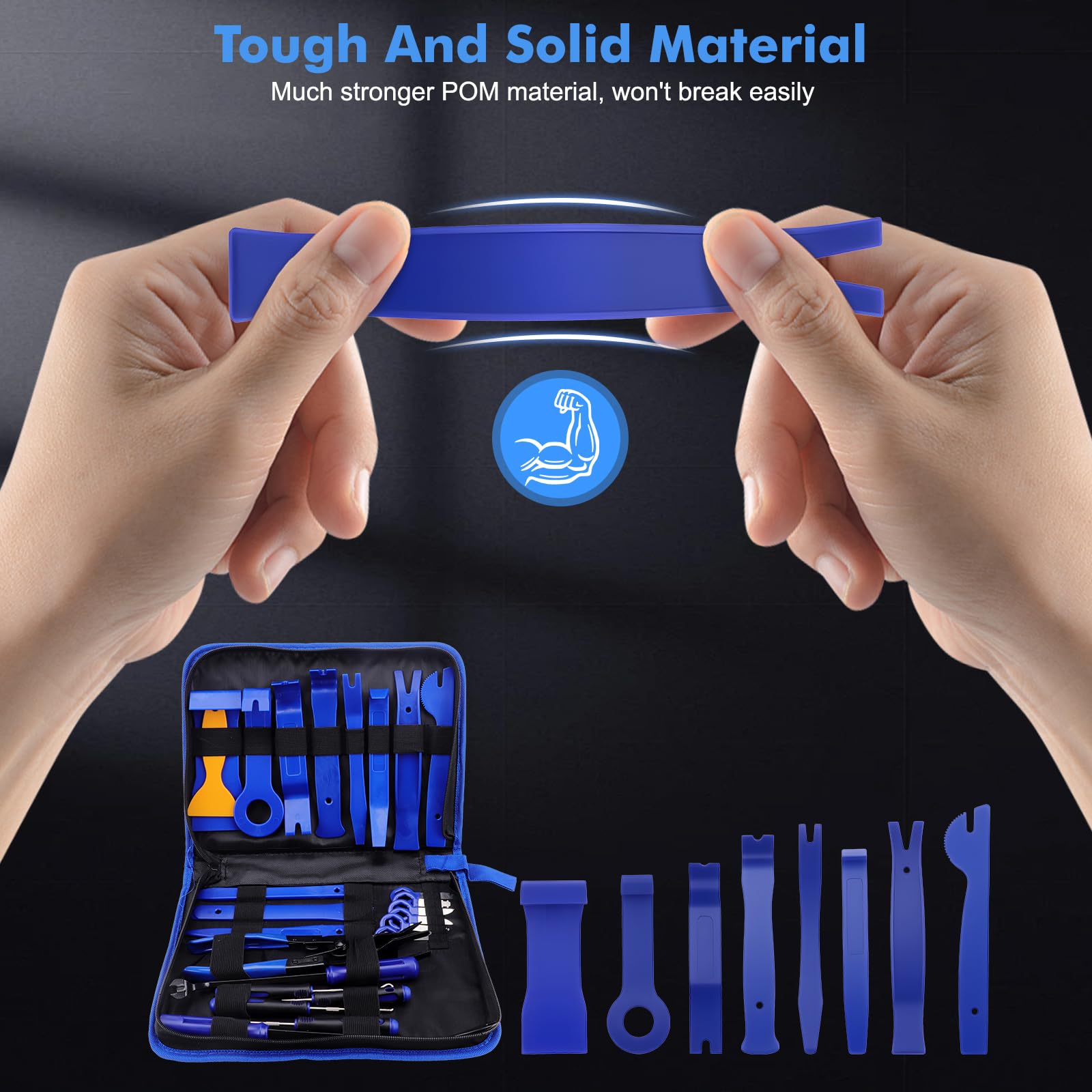 KAOLALI 330 Pezzi Kit Smontaggio Pannelli Auto, Kit Leve Plastica Smontaggio, Nylon Strumento di Rimozione Auto, Kit di Smontaggio per Riparazioni Auto per Auto Porta, Pannello, Radio, Blu