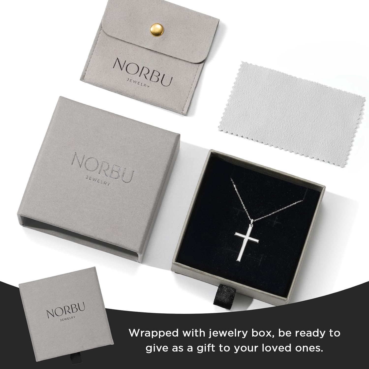 NORBU S925 Cross Necklace for Women, 18K Gold Plated Womens Cross Necklaces with 18/20 inch Chain, Sterling Silver Cross Pendant Dainty Christian Jewelry Catholic Religious Gift for Her - Image 6