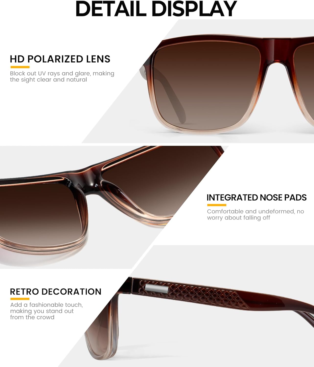 HENGOSEN Sunglasses-for-Men Polarized Mens Sunglasses: Retro Sun glasses with UV Protection for Driving Fishing - Image 4