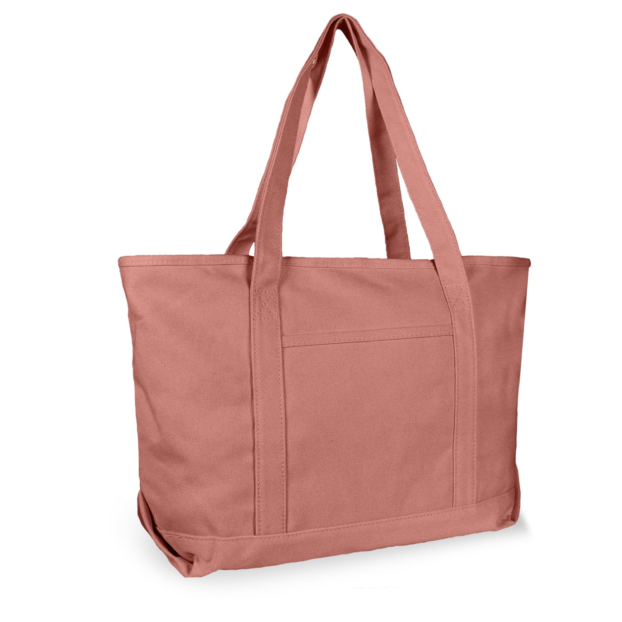 Dalix Womens 23" Deluxe 24 oz. Cotton Canvas Tote Bag Zippered in Dusty Rose