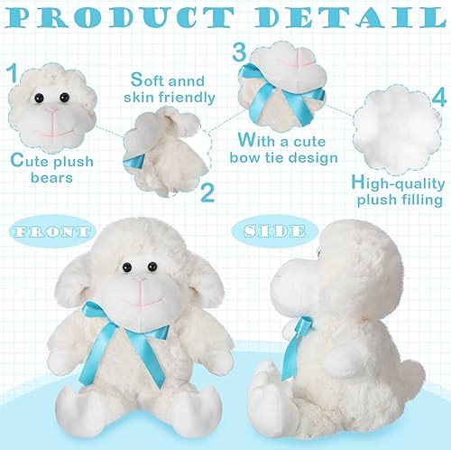 Miniatura 3 de Poen 10 juguetes de peluche de cordero, ovejas de 11 pulgadas, corderito de peluche, lindo animal de peluche, muñeca de cordero blanca, juguetes de