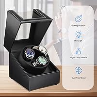 Vista 6 de J&T Technology Enrollador de reloj para relojes automáticos, enrollador automático de reloj con luz LED, caja de reloj giratoria con motor