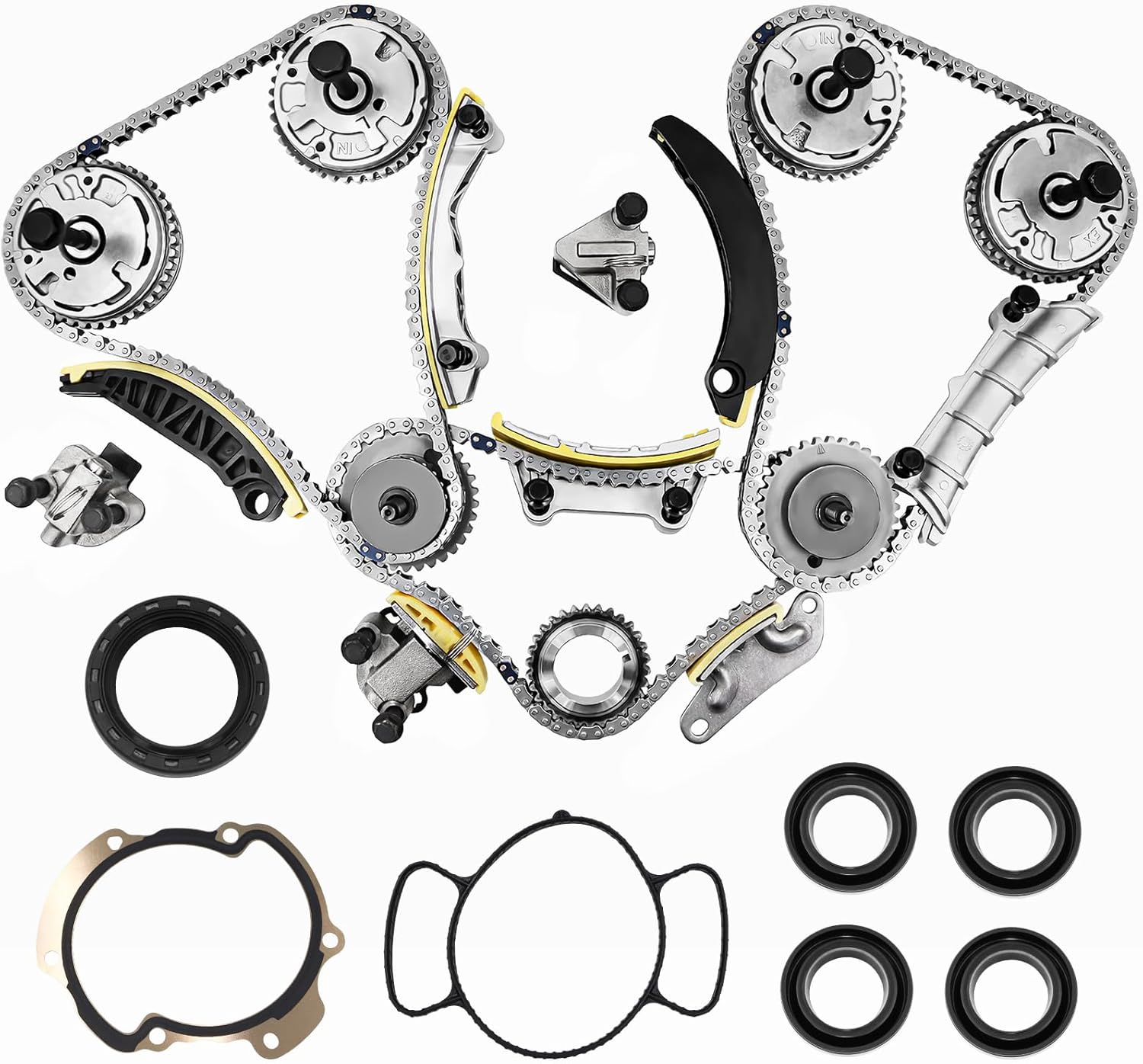 3.6 Timing Chain Kit w/VVT Sprocket for 2.8L 3.0L 3.6L Chevy Equinox Malibu Traverse GMC Acadia Cadillac CTS SRX Buick Enclave V6 Engine engine timing set Replace # 9-0753S 9-0753sx