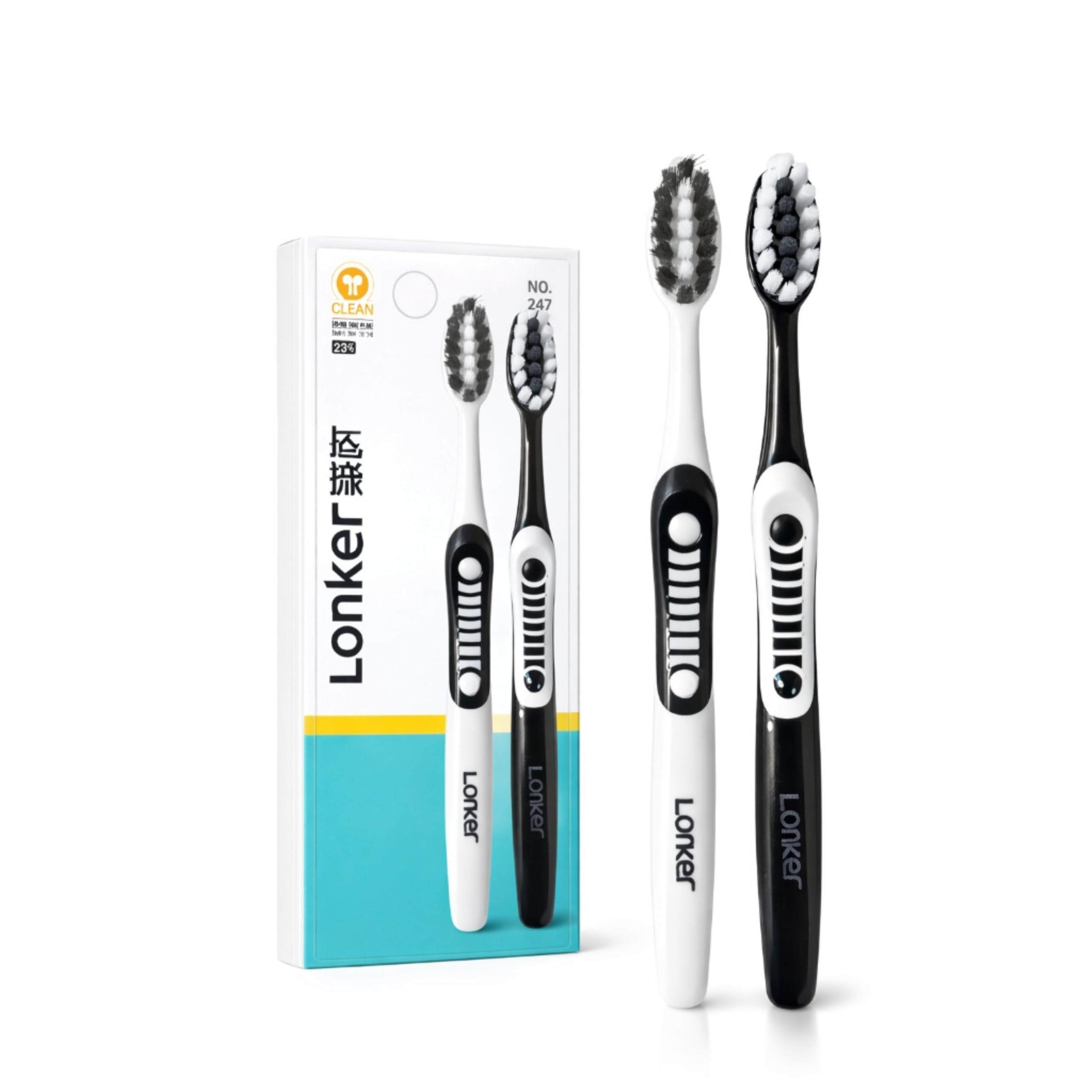 Ultra Soft Toothbrush for Adults Pack of 2 Soft Bristle Manual Tooth Brush for Sensitive Gums Slim Head Deep Cleaning Black White-picture-14