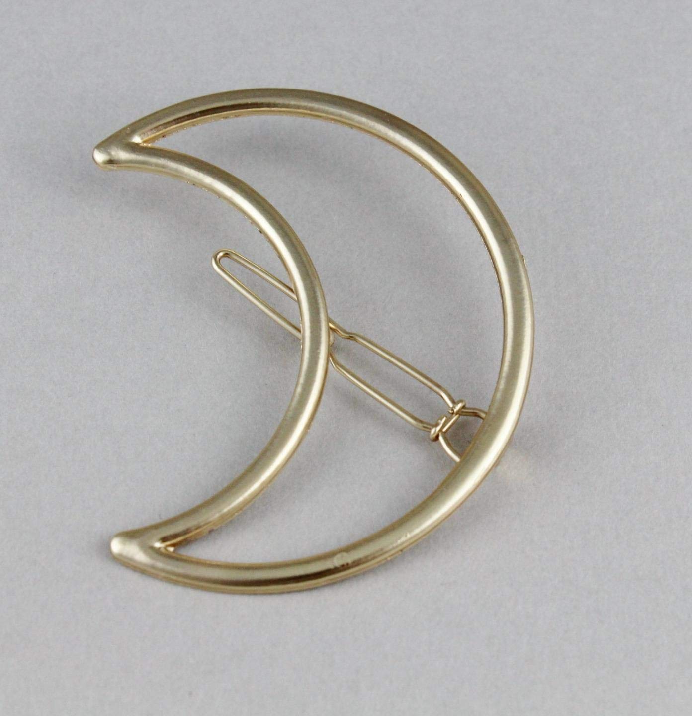 Gold Moon Barrette Crescent Outline Shape Metal Hair Clip Lunar Phase Colored Hair Clips for Women
