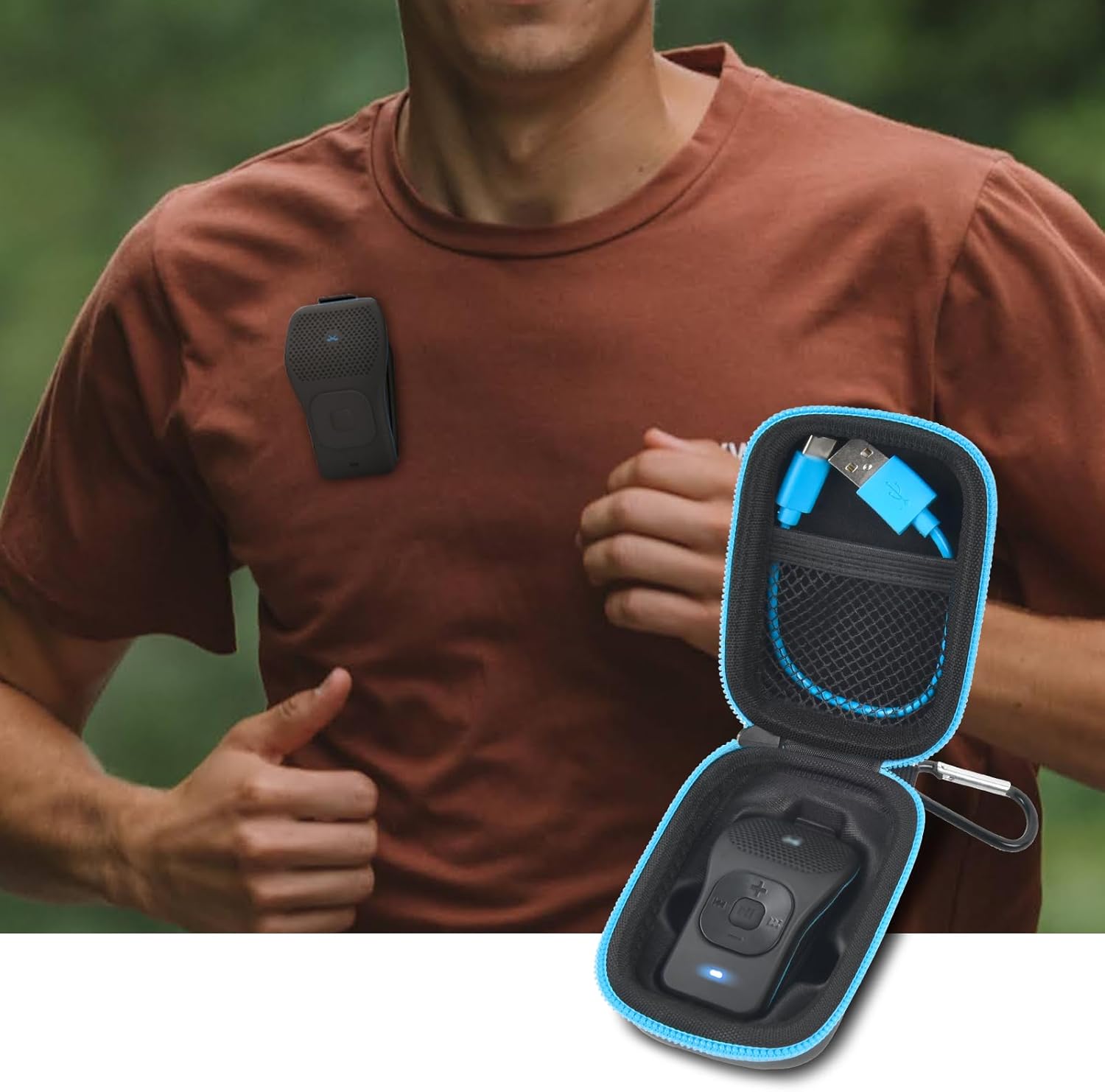 Carrying Case for Noxgear 39g Wearable Bluetooth Clip Speaker, Magnetic Clip-On Wireless Portable Speakers Mini Travel Storage Holder Box with Pocket for Cables, Carabiner, Black-Bag Only (Black) - Image 7