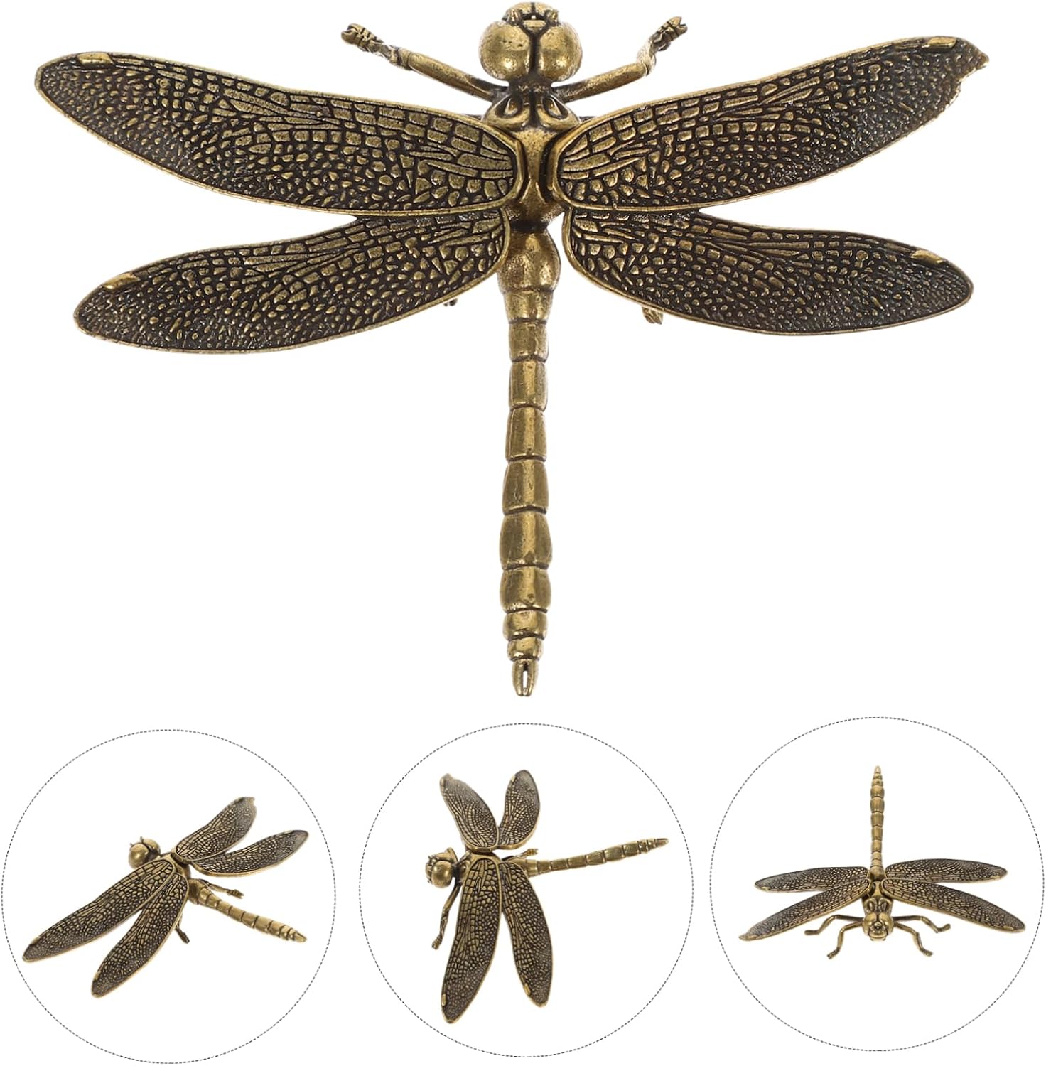 Brass Dragonfly Figurine Copper Decor Dragonfly Ornament 3.74 X 2.99 X 0.59 in Desktop Decor for Home Office Desk Tabletop Tea Pet Accent Collectible Figurine image 3