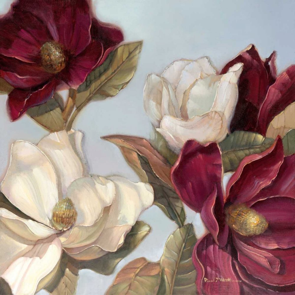 Image on ROLLED CANVAS Magnolia Mathenia Paul - Floral square Art print Magnolia Canvas fine art 36_X_36_in