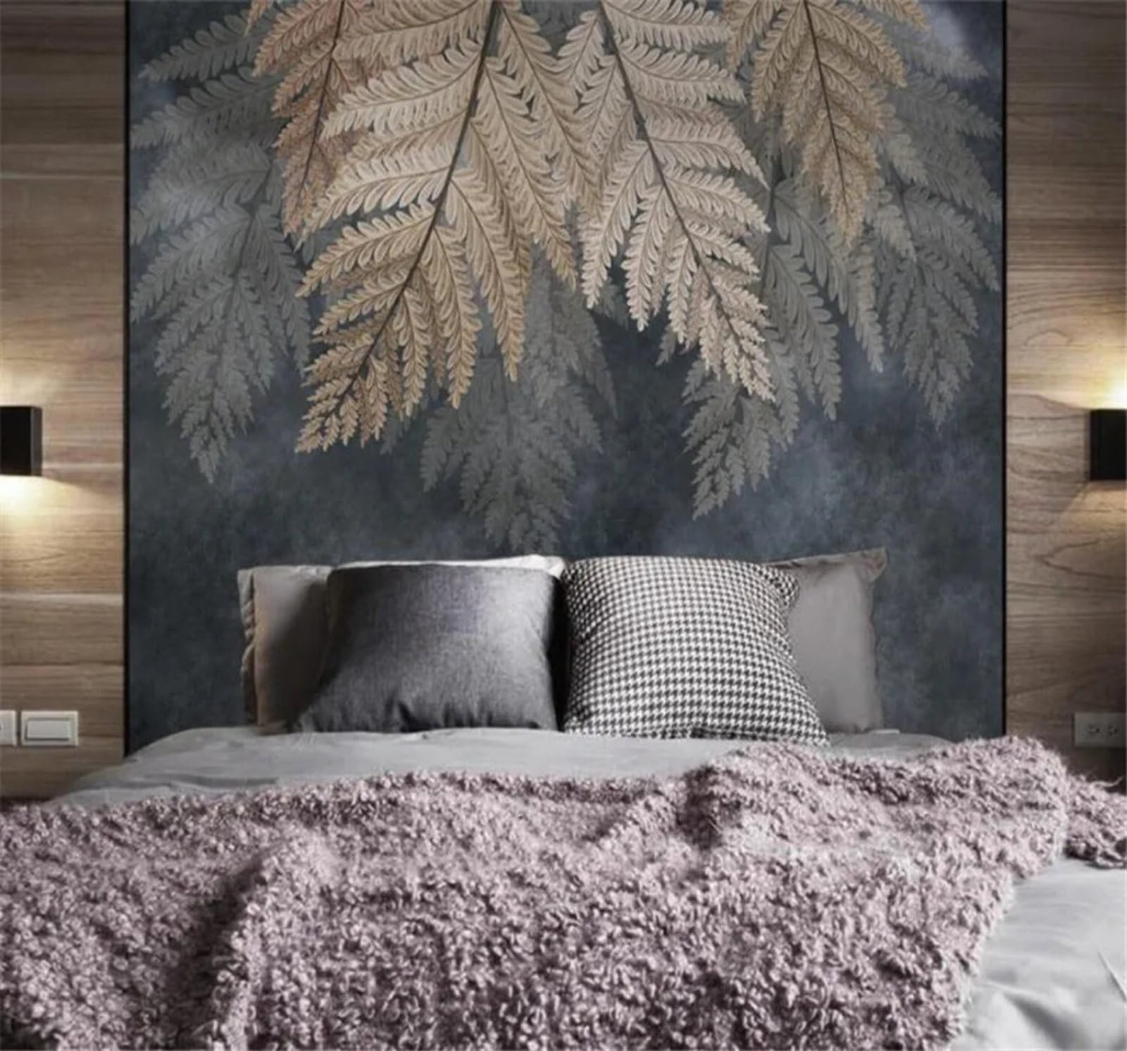 Tzxztt Vintage Art Plants Leaves Beautiful Modern 3D Wallpaper Premium Textured Silk Neutral Tones Material Ideal for Living Room Bedroom-150cm×105cm