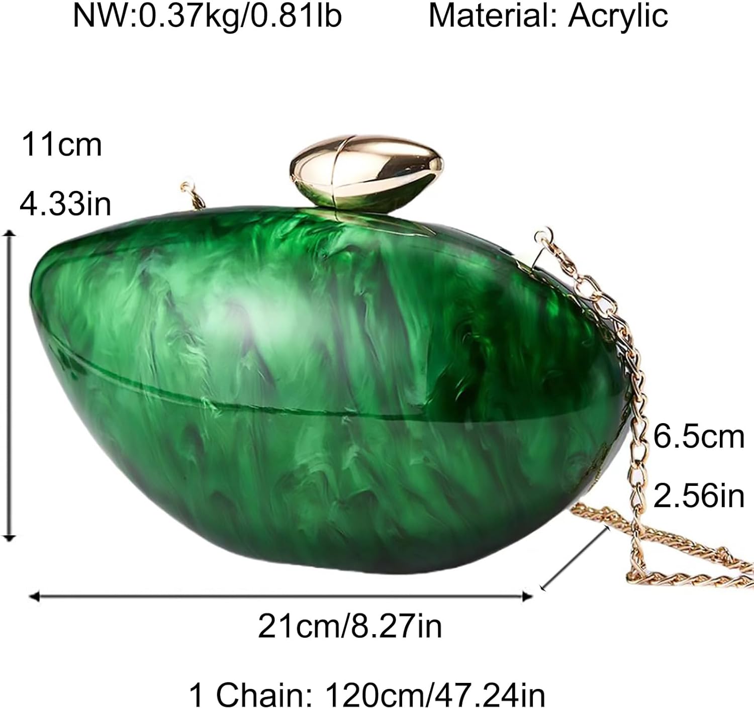 Acrylic Shell Handbag Removable Chain Crossbody Shoulder Evening Bag Clutch Purse for Women Formal Wedding Party Prom - Image 3