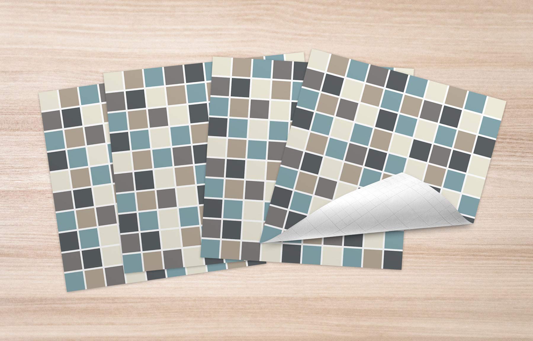 Panorama Azulejos Adhesivos Cocina Baño Pack de 72 Baldosas de 10x10cm Cuadrados Azul - Revestimiento de Paredes - Cenefas Adhesivas