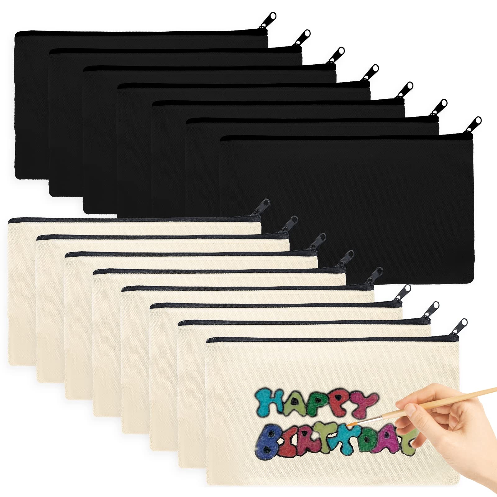 GGISUI 15 pcs Bolsas de Tela, Estuche Escolar, Bolsa de Cosméticos, Saquitos de Tela Cremallera Bolsas Tela Pequeñas Utilizado para Bolsa de Cosméticos de Viaje, Almacenamiento de Papelería