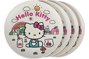 Bioworld Hello Kitty 8" Bamboo Plates: Kawaii Kitty Cutlery for Mealtime Joy