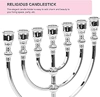 Vista 6 de Garneck 7 ramas menorá portavelas Hanukkah Candelabros Candelabro Centro de mesa para Jerusalén Festival Judío Decoración 6.7 in Plata