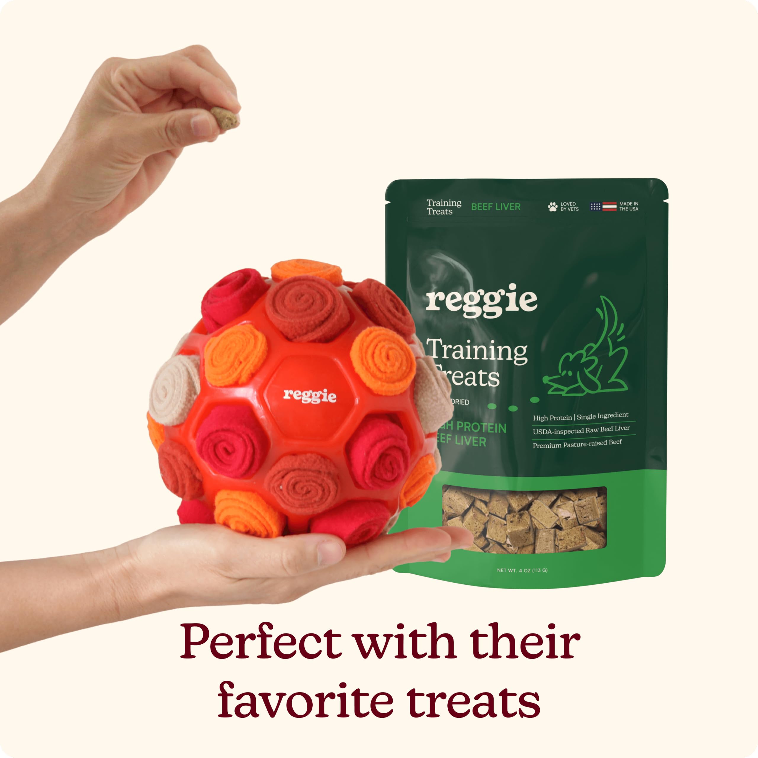Reggie Pelota recolectora para perros, juguete interactivo dispensador de golosinas para estimulación mental, reduce el aburrimiento, el estrés y la hiperactividad, bola de enriquecimiento para perros