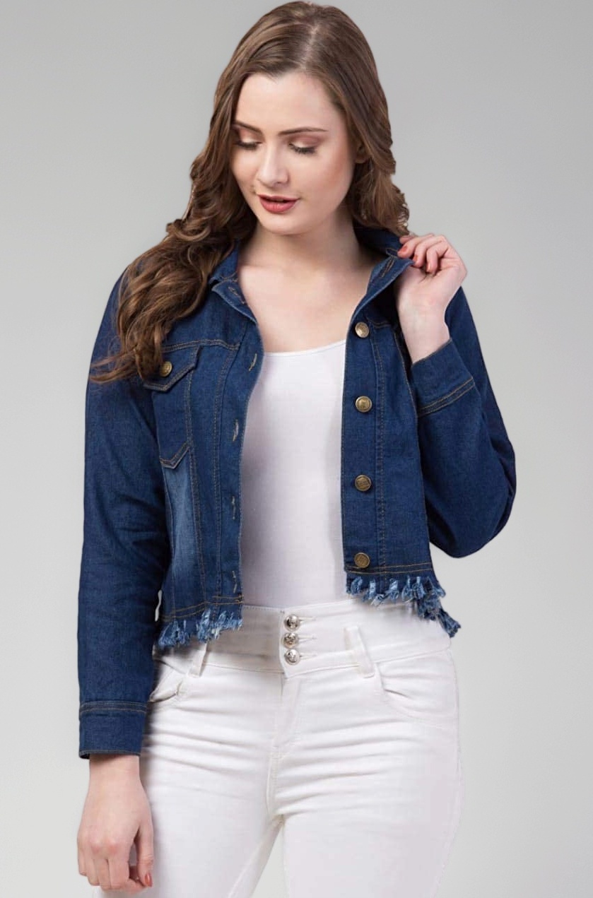 FUNDAY FASHION Women Denim Standard Length Full Sleeve Solid Jacket