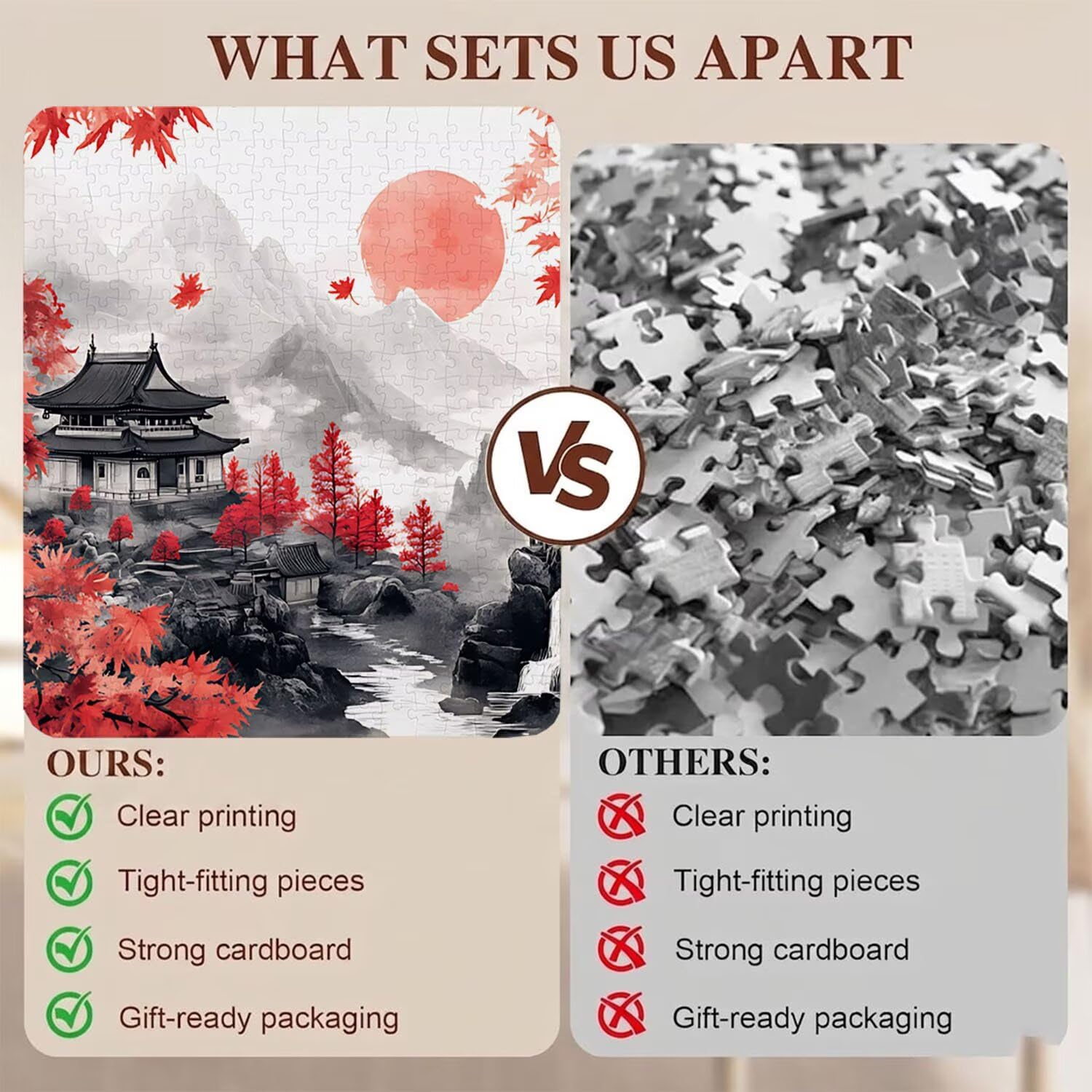 paesaggio Retro Puzzle 1000 Pezzi per Adulti, Puzzle in Legno - Collezione Classica con Poster Incluso -Sfida di Concentrazione e Passatempo Antistress, Gioco Educativo per Famiglia, 75 x 50 cm f0-505