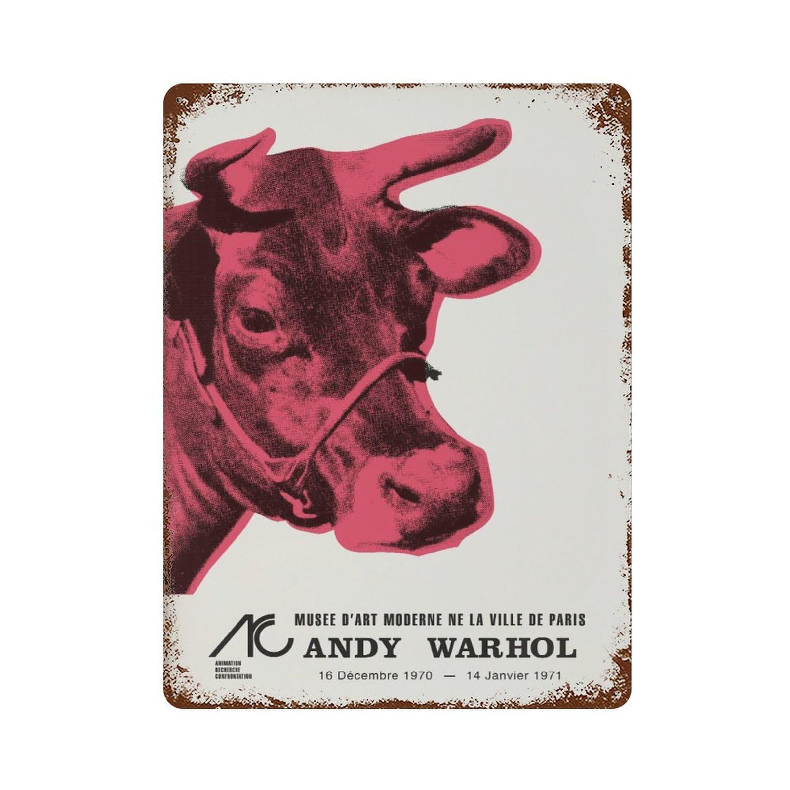 xiaoxiaoshen Andy Warhol Cow Exhibition Pop Wall Decor Art Metal Tin Poster Modern Home Decor Art Home Bar Shop Decorations Vintage Sign 40x30cm