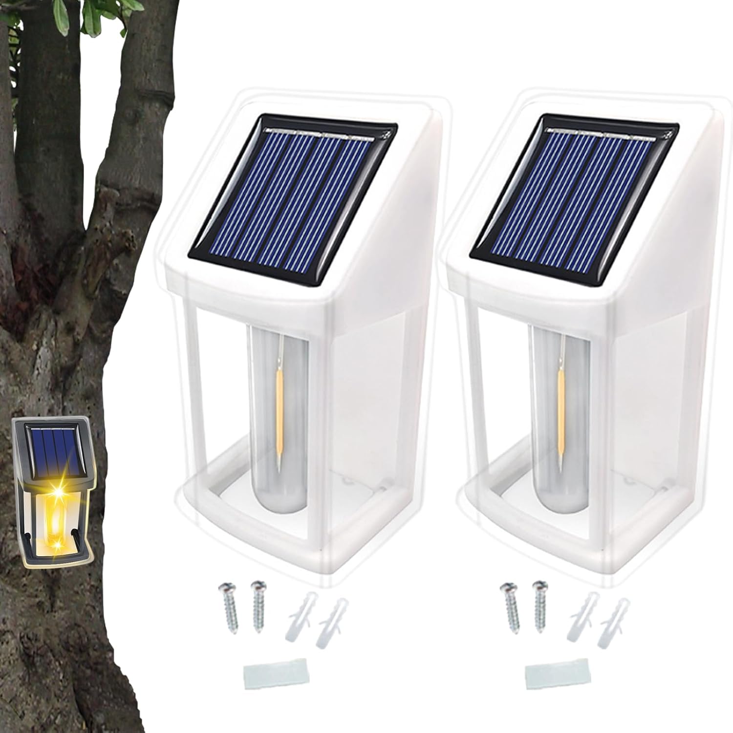 demaxiyad Solar Wall Lights Waterproof Solar Fence Lights with Motion