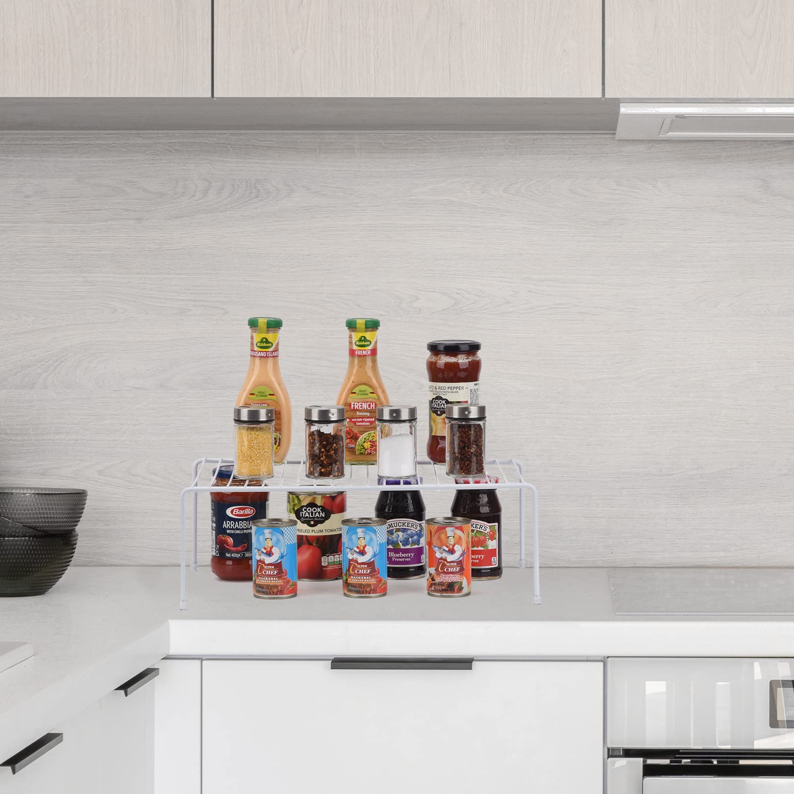 Estante de almacenamiento grande (16.1 x 10.2 pulgadas), estantes de cocina, encimera de cocina y estante de gabinete, organizador de almacenamiento para cocina, nevera, armario, armario de
