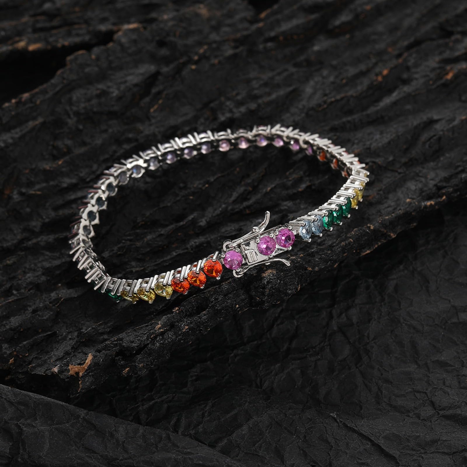 4mm 18K pozłacane klasyczna imitacja diamentu bransoletka tenisowa okrągły krój cyrkonia bransoletki dla kobiet ślub bal nowożeńców ，Diamentowe bransoletki(7 Inch)