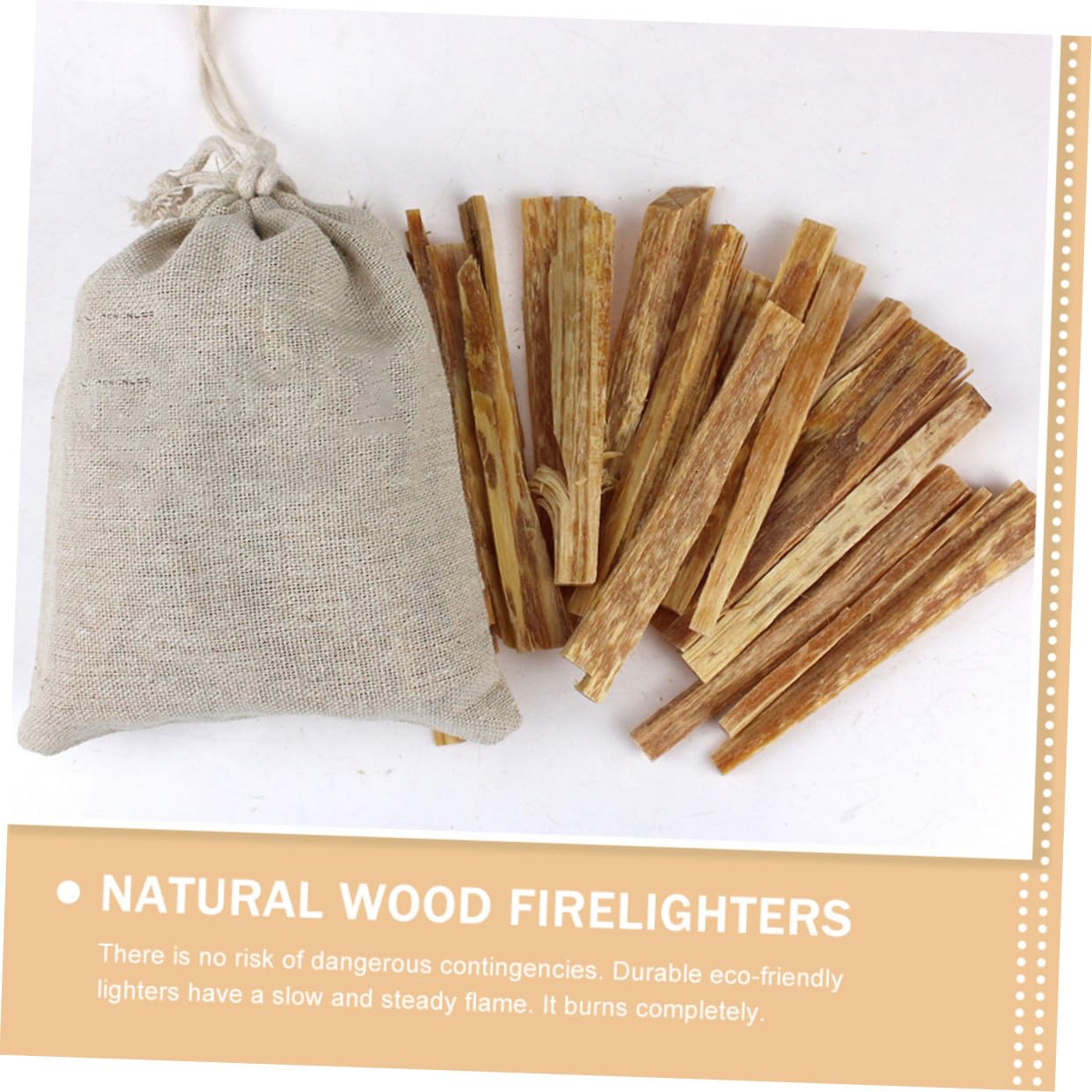 NOLITOY Tira de Madera Seca para Encender Fuego Rápido en Exteriores, Paquete de 1 Bolsa Palitos Naturales para Camping y Barbacoa sin Contaminar Sabor