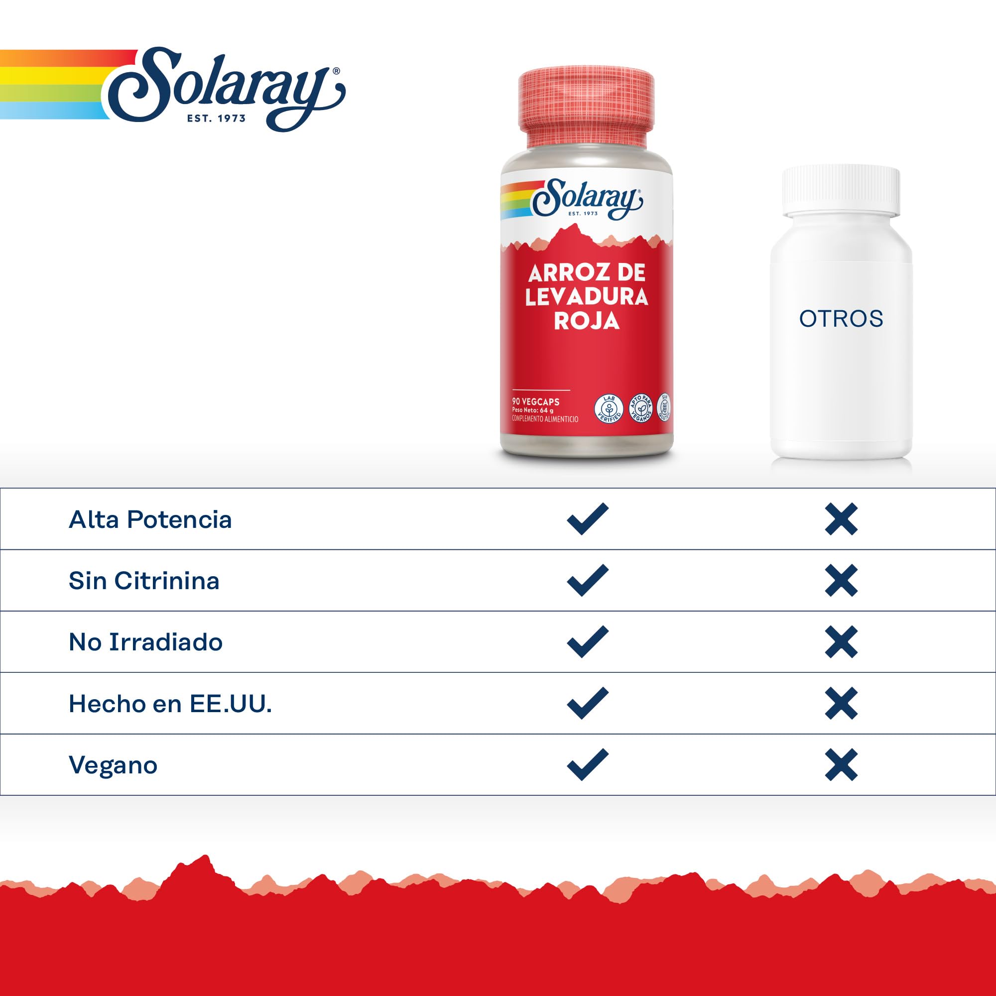 Arroz de Levadura Roja, 90 Cápsulas Veganas, Complemento de Alta Potencia, Verificado por Laboratorio, Solaray