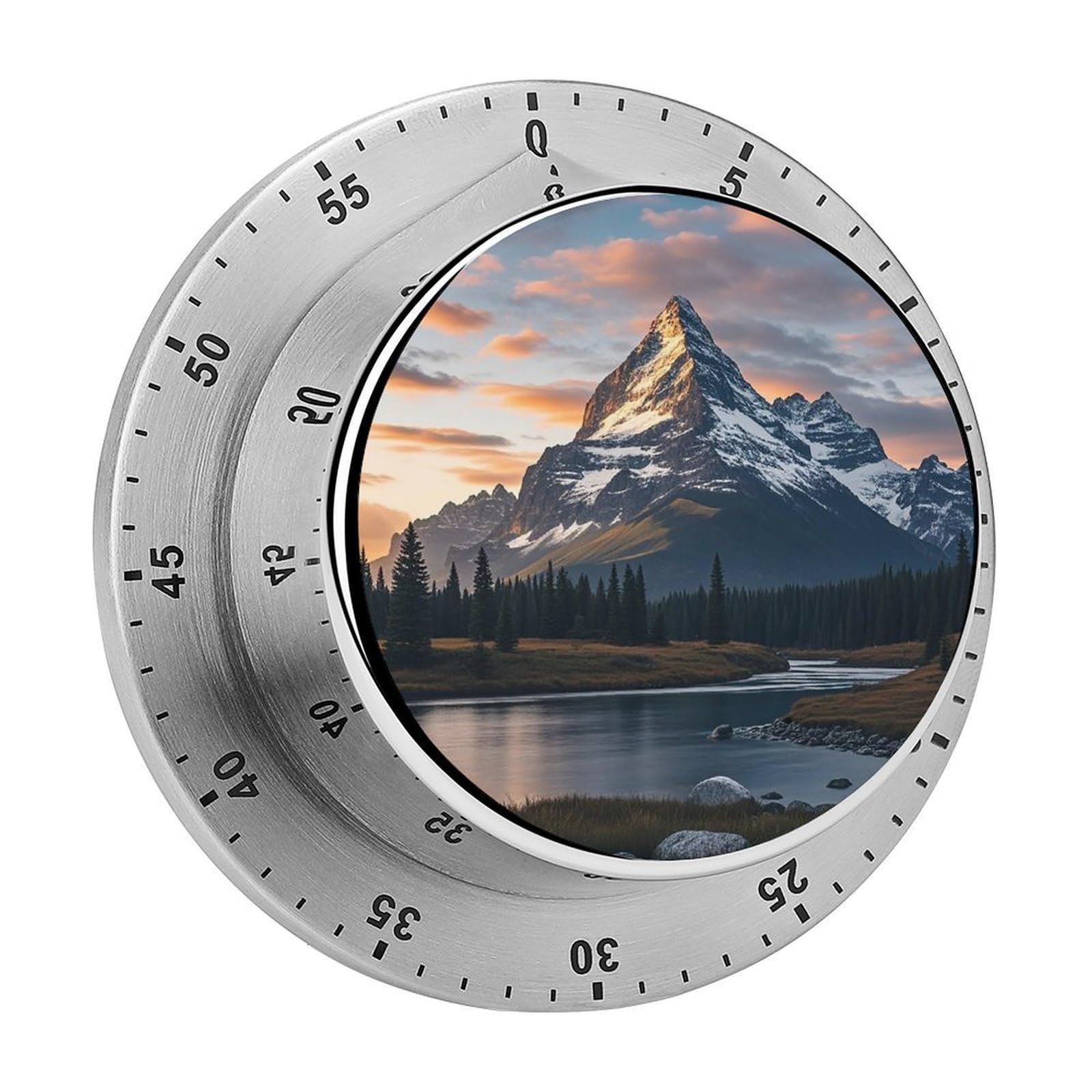 Mount at Sunset Visual Timer with Loud Alarm 60-Minute Kitchen Timers Exquisite Stainless Steel Body - Mechanical Desk Timer Countdown Clock for Cooking Chef Clock