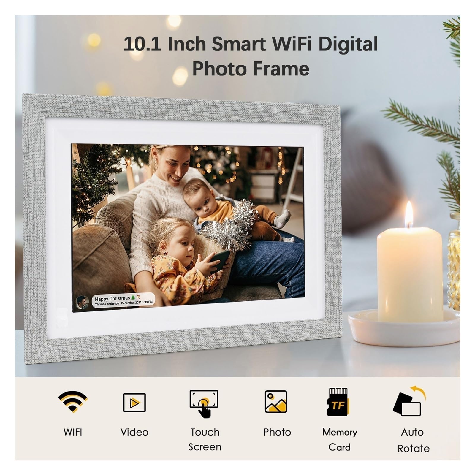 10,1-calowa Cyfrowa Ramka Na Zdjęcia 16 GB W Chmurze Ekran Dotykowy Urodziny Prezent Świąteczny Dla Przyjaciół Rodziny Ekran O Wysokiej RozdzielczośCi(Frame with 64GB)
