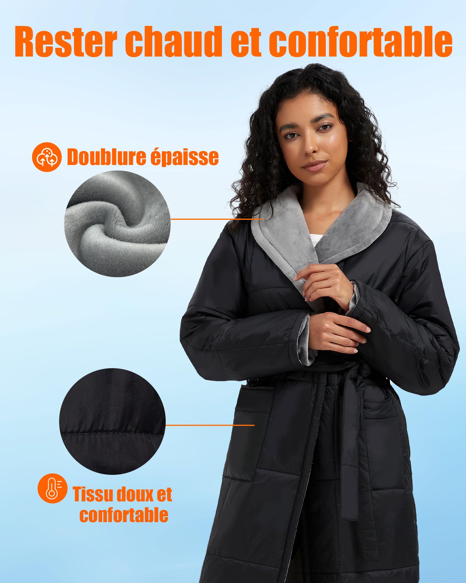 CYCYHEAT Peignoir Chauffant Sans Fil 20000mAh pour Hommes et Femmes – Couverture Chauffante à Manches avec Technologie de Chauffage Améliorée pour la Maison