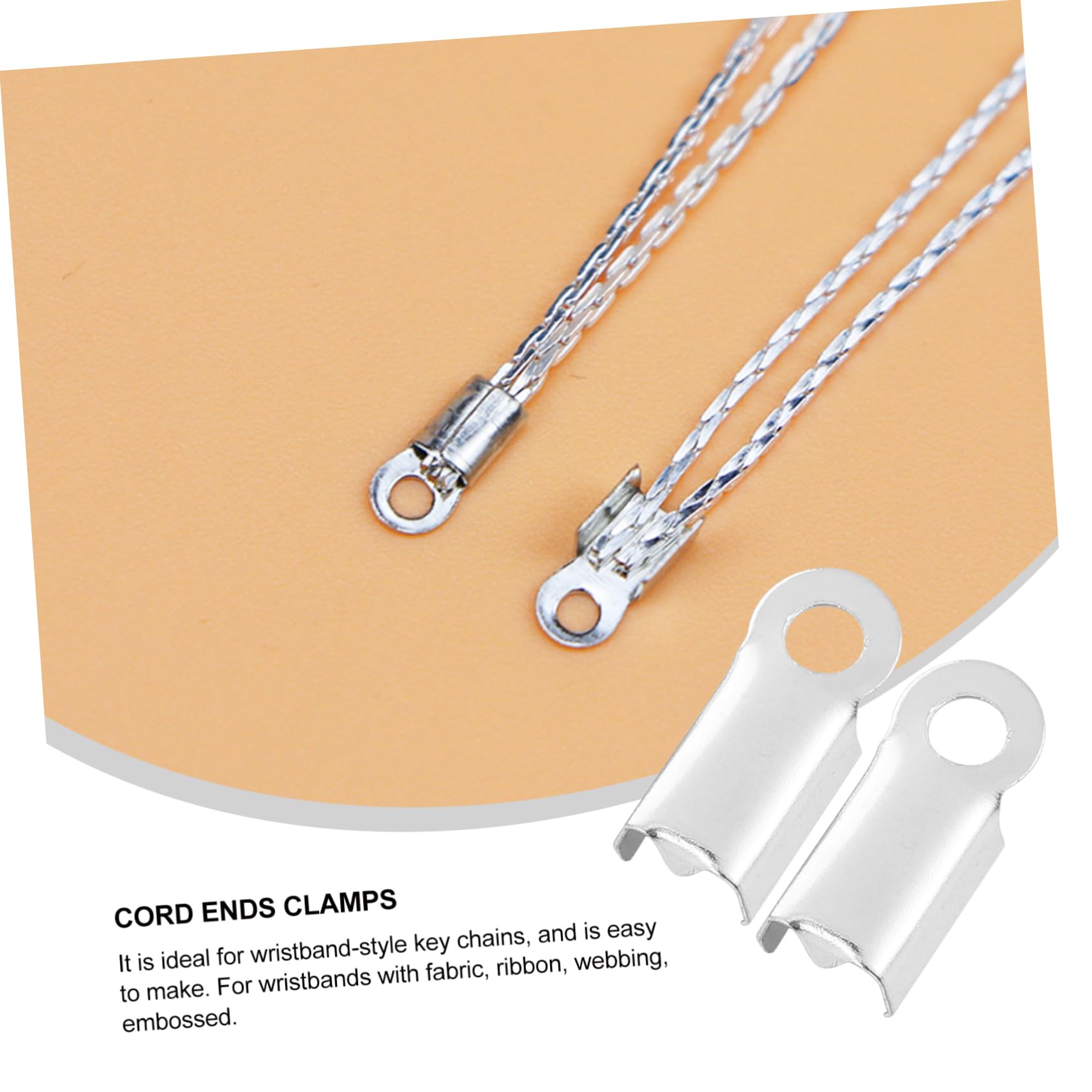 Operitacx 500pcs Smooth Square Clip Jewelry Making Kit Tinsel Ribbon Ends DIY Pendant Rope Bracelet Necklace Clamps