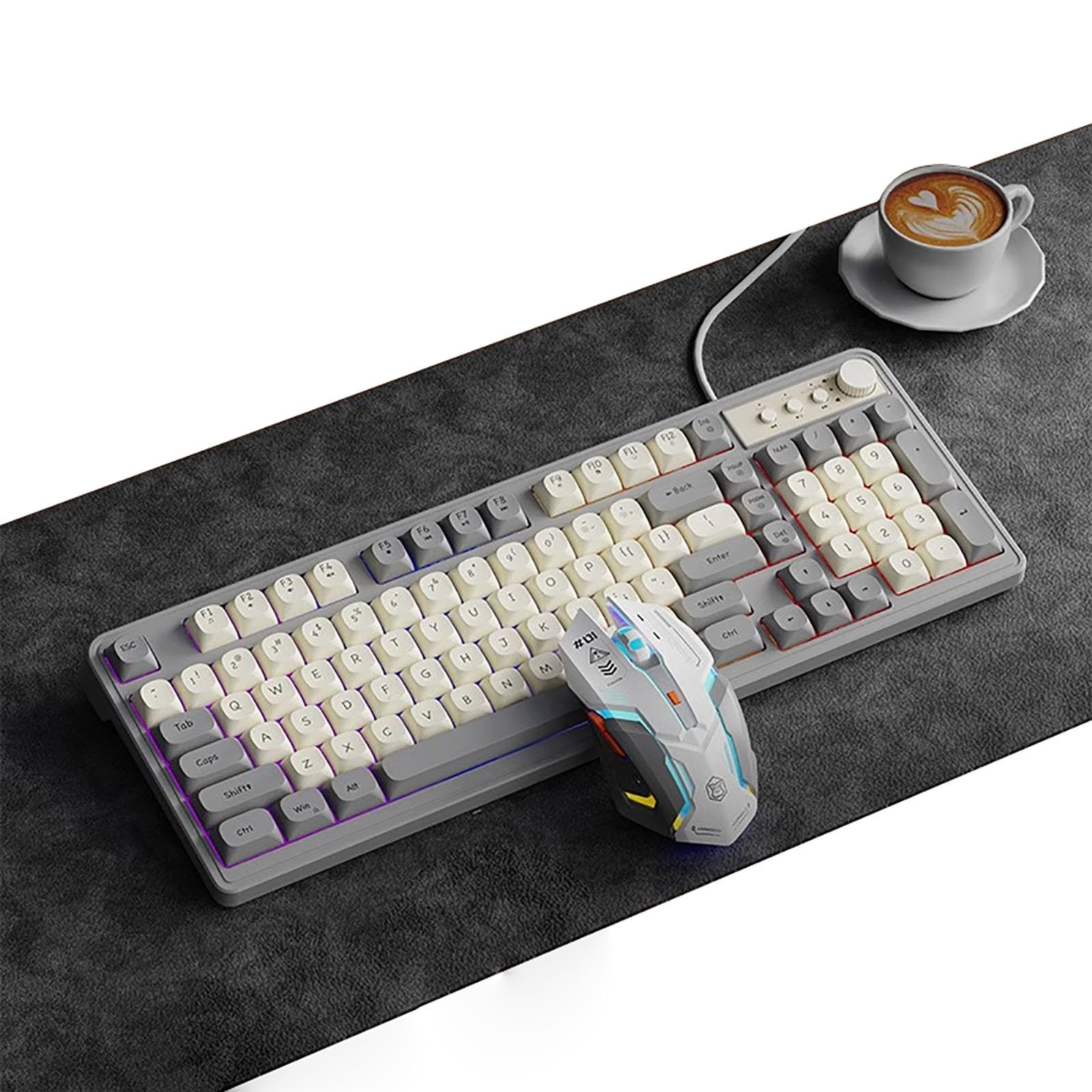 Tastiera Tastiera Da Gioco Prova Il Massimo Piacere Di Gioco, Silenzioso Ed Efficiente: La Tastiera Da Gioco Sussurrata Dal Comfort Ergonomico Include Un Mouse Dello Stesso Colore(B)