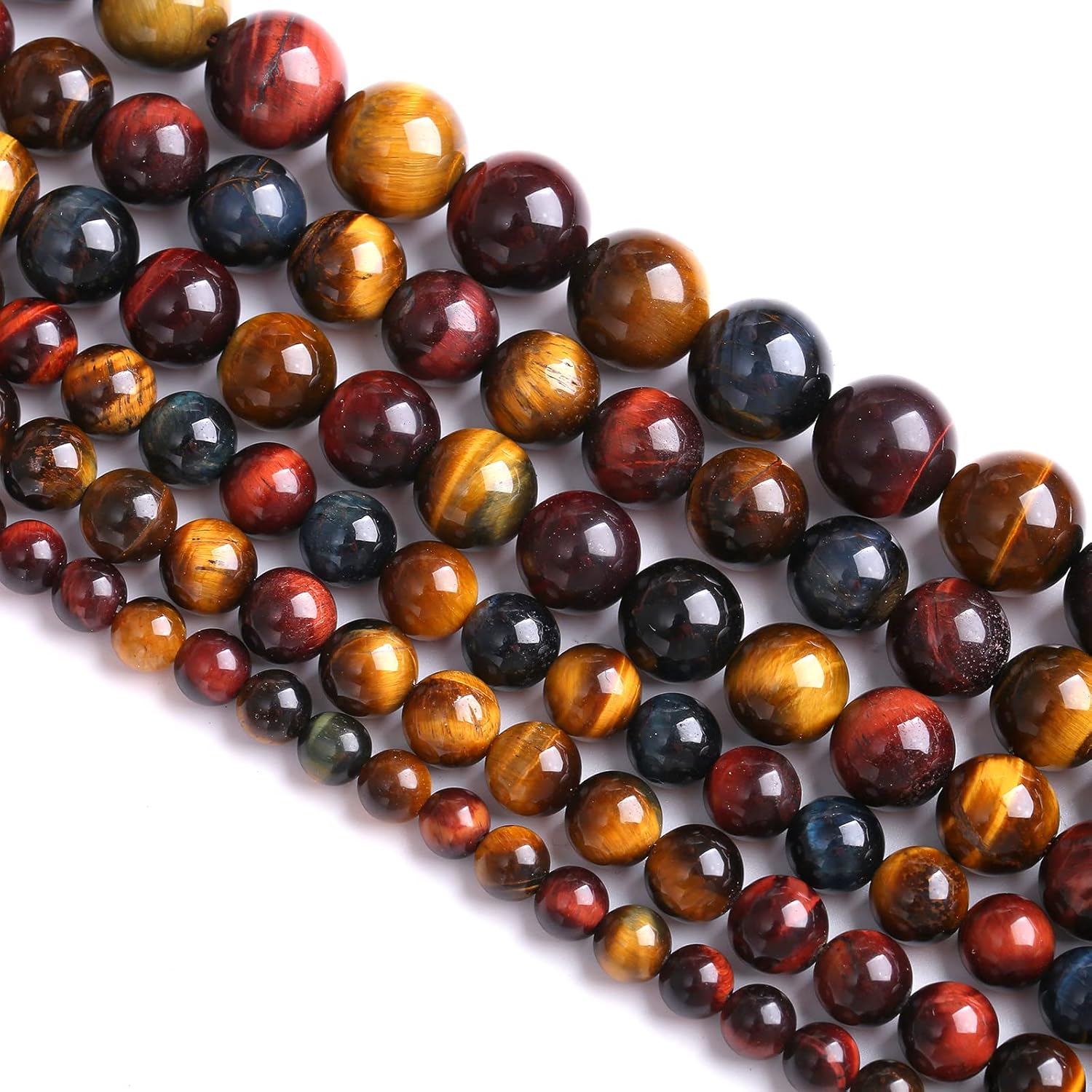 8MM 45PCS Natural Stone Multi Tiger Eye Stone Beads for Jewelry Making DIY Bracelet 1 Strand - Image 3