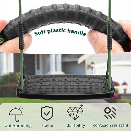 Miniatura 3 de Juego de columpios de plástico de repuesto resistente, con cuerda ajustable antideslizante para colgar, accesorios para asiento de columpio para