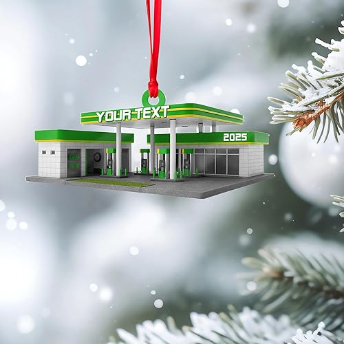 Miniatura 3 de Adorno de Navidad personalizado con bomba de gas, decoración retro personalizada para árbol de vacaciones, recuerdo único para trabajadores de