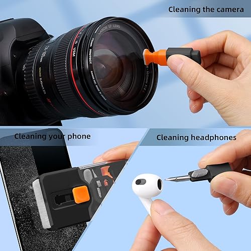 Miniatura 4 de Ordilend Kit de limpieza de teclado, limpiador de laptop, kit de limpieza de cámara de computadora todo en uno, herramienta de cepillo, limpiador