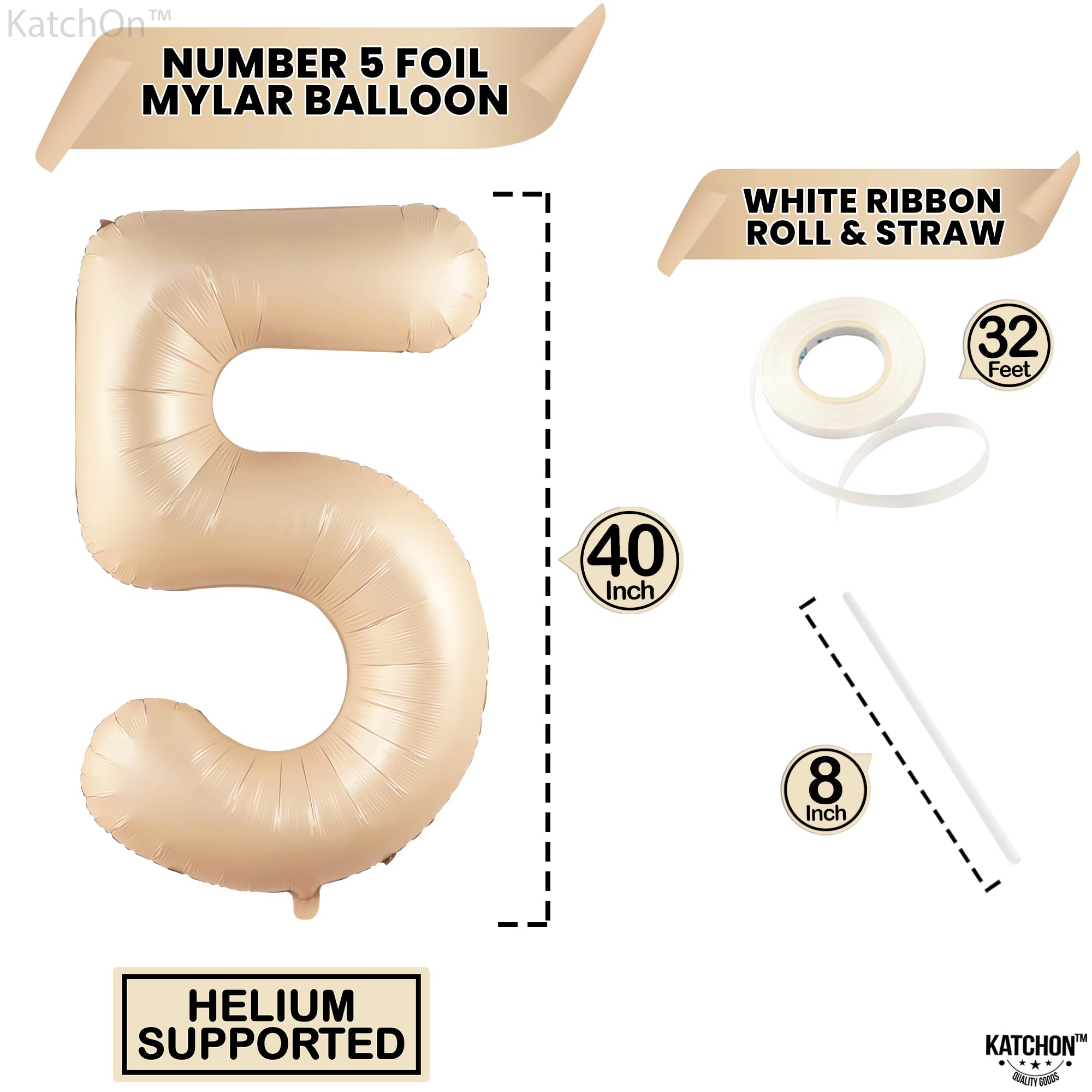 Snapklik.com : Huge Caramel 5 Balloon Number - 40 Inch Retro Apricot ...