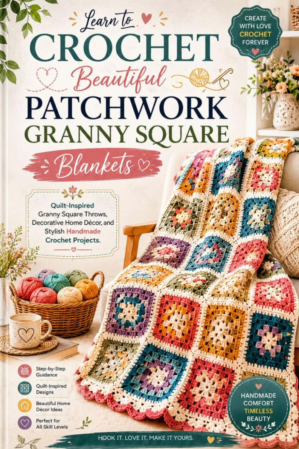 Learn to Crochet Beautiful Patchwork Granny Square Blankets: Quilt-Inspired Granny Square Throws, Decorative Home Décor, and Stylish Handmade Crochet Projects
