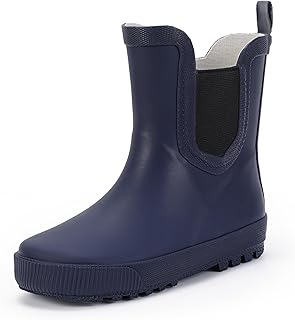 Toddler Kids Rain Boots for Girls Boys Waterproof Rainboots Easy-on Light Weight Chelsea Rain Shoes