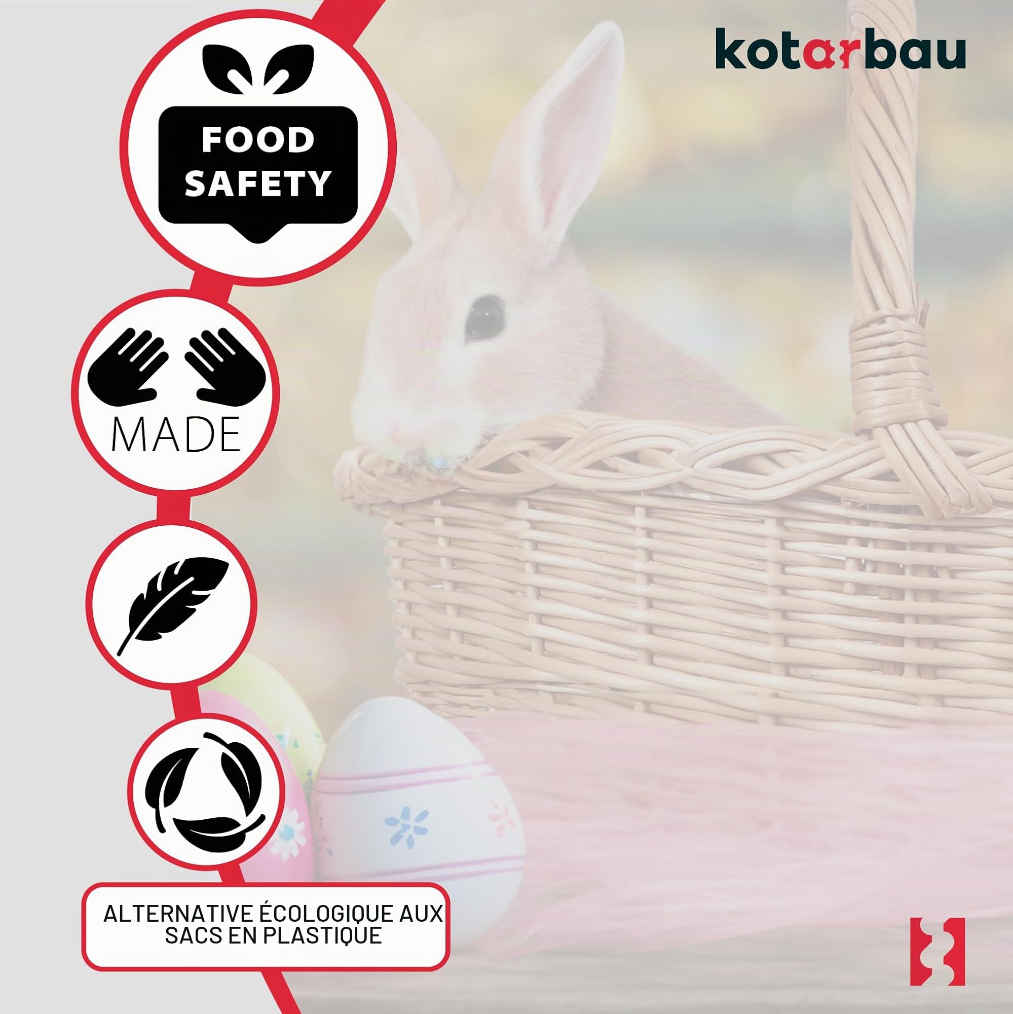 KOTARBAU® Panier de Pâques en Osier avec Anse - Rond Naturel - 33 x 26,5 x 29 cm - Tressé