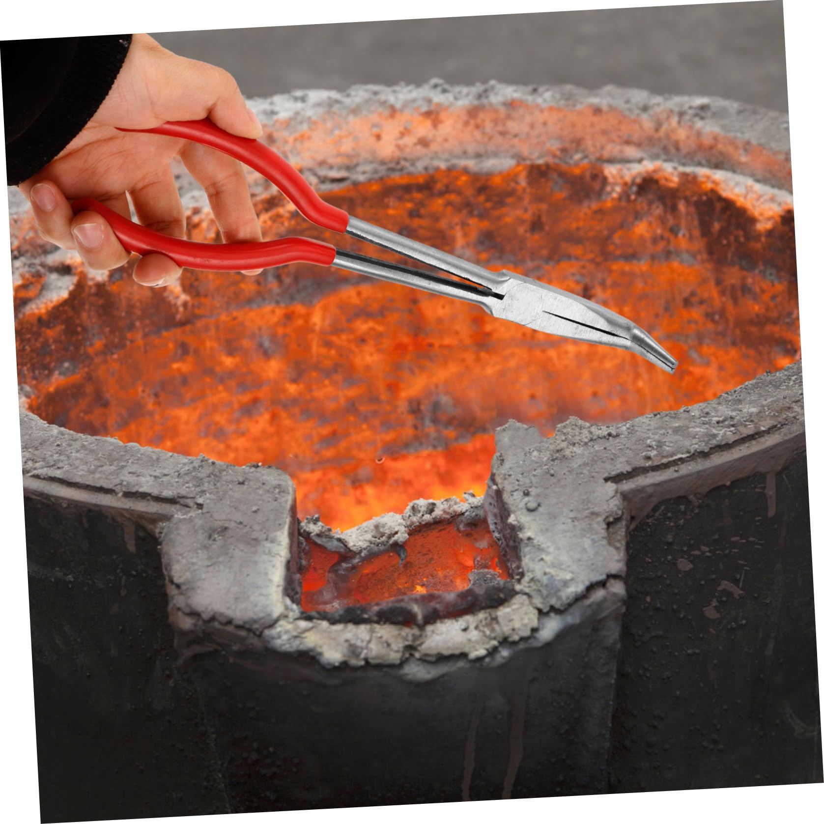 VILLCASE 5pezzi Pinza per Melting Furnace con Manico Strumento per Raffinazione Metalli Ottima per Oro e Compatibile con Becher e Provette