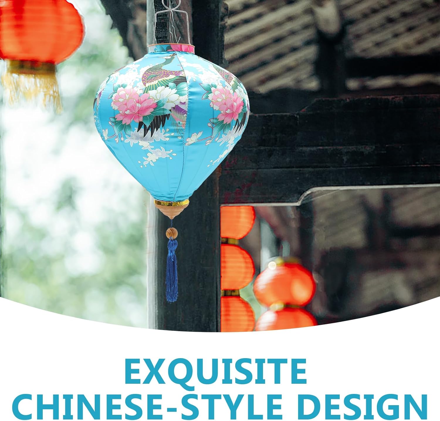 LUOZZY Chinese Hanging Lanterns - Diamond Shaped Paper Lanterns for Wedding & Home Decor, Blue